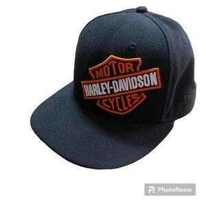 New Era Black and Orange Harley-Davidson Hat